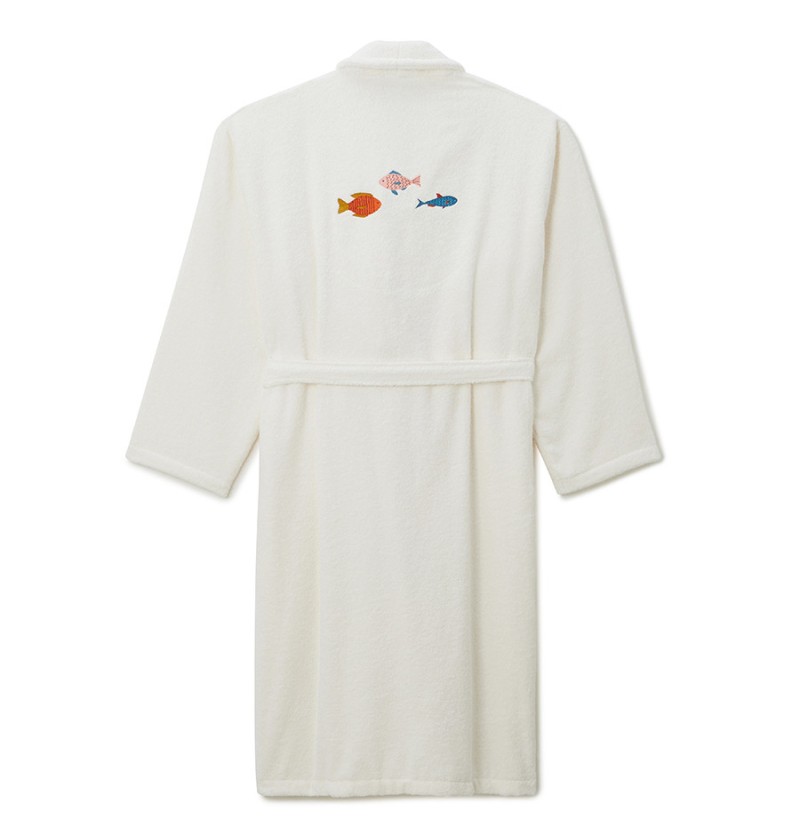 Peignoir coton peigné 450g/m² brodé le grand bain m - sylvie thiriez