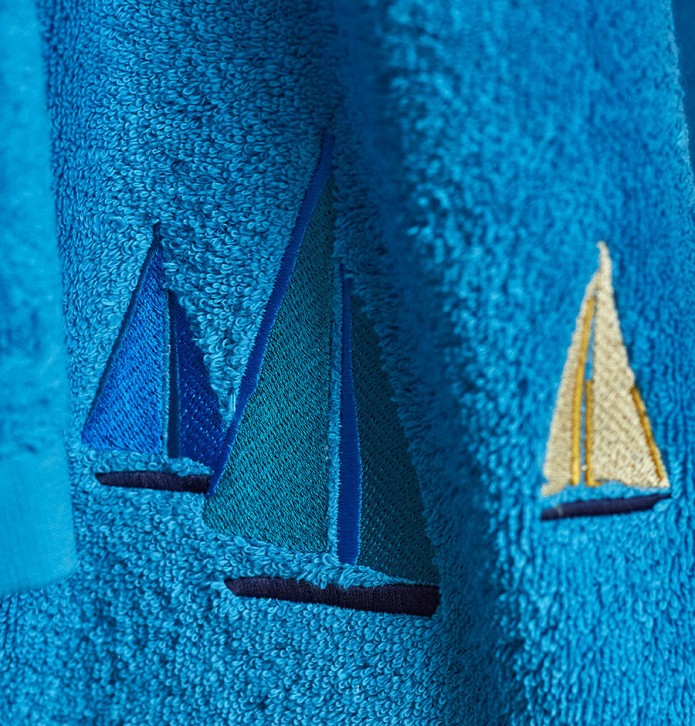Serviette de toilette Escale bleu Sylvie Thiriez - Blancollection