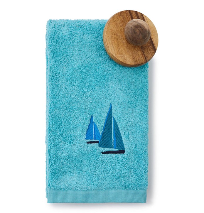 Serviette de toilette Escale turquoise Sylvie Thiriez