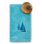 Serviette de toilette Escale turquoise Sylvie Thiriez