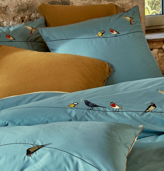 Parure de lit percale Sur un fil Sylvie Thiriez - Blancollection