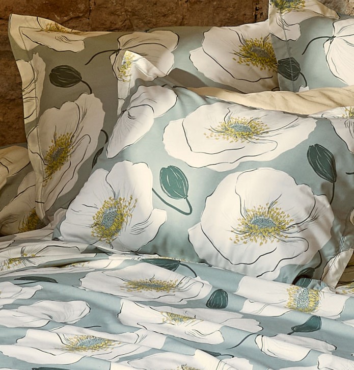 Parure de lit percale Adèle Sylvie Thiriez - Blancollection