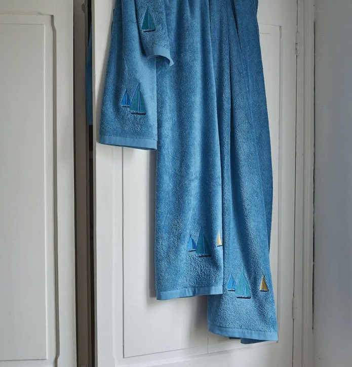 Drap de douche Escale bleu Sylvie Thiriez - Blancollection
