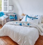 Taie de traversin percale Escale Sylvie Thiriez  - Blancollection