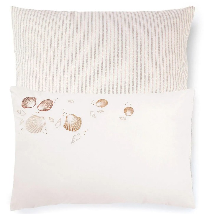 Taie d'oreiller percale Trésor nacré Sylvie Thiriez - Blancollection