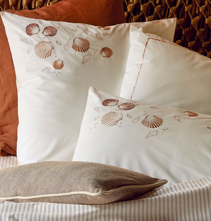 Parure de lit percale Trésor nacré Sylvie Thiriez - Blancollection