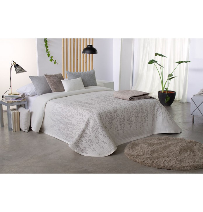 Couvre lit jacquard Indra gris Reig Marti - Blancollection