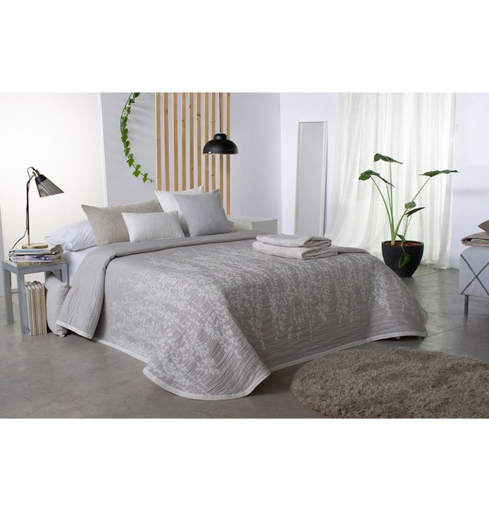 Couvre lit jacquard Indra gris Reig Marti - Blancollection