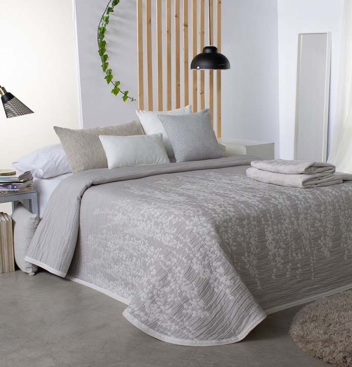 Couvre lit jacquard Indra gris Reig Marti - Blancollection