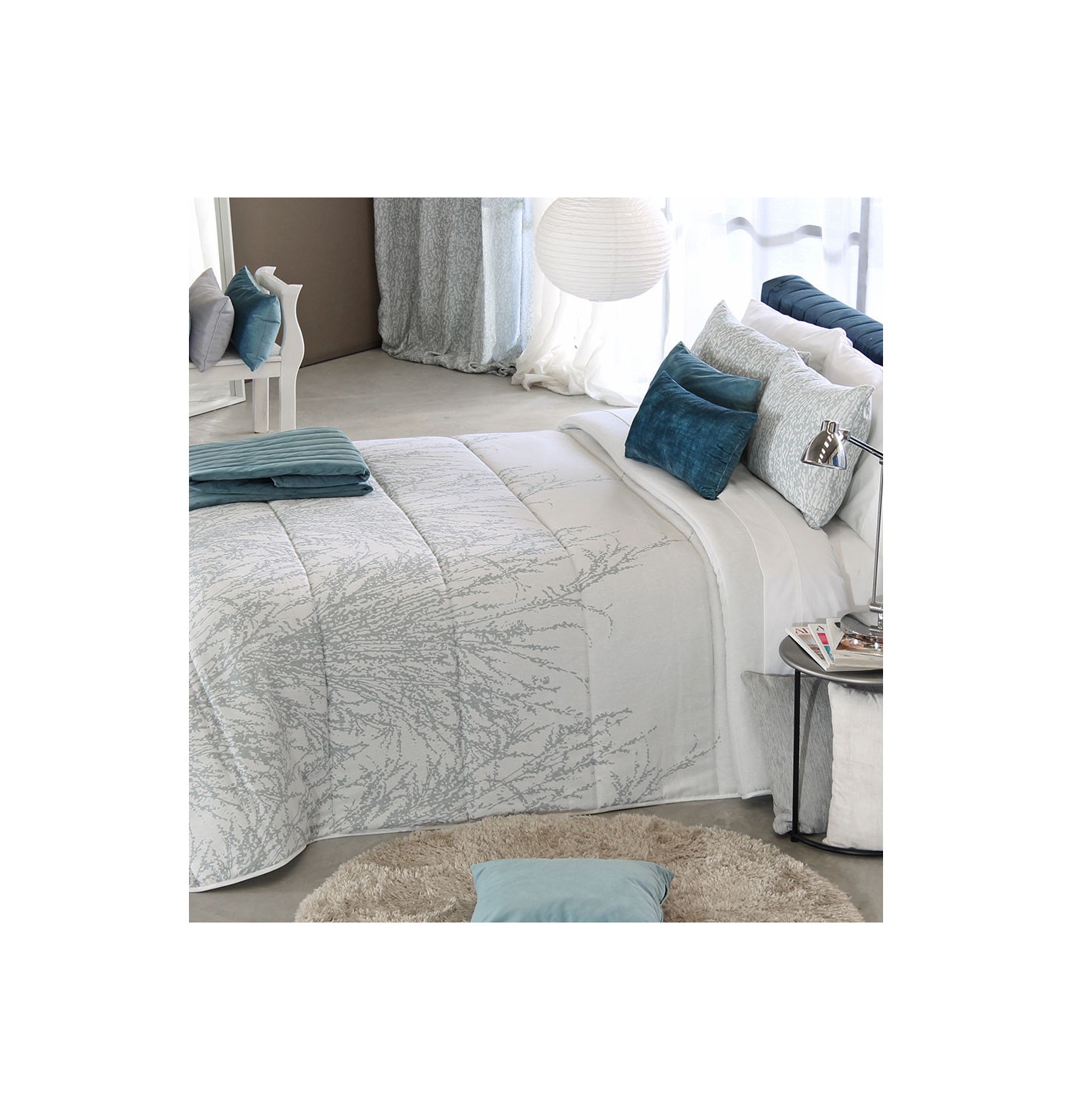 Couvre-Lit Matelassé Damier Jacquard 264×228 Cm + 2 Taies – Ultra Doux & Léger Tout Saisons Blanc