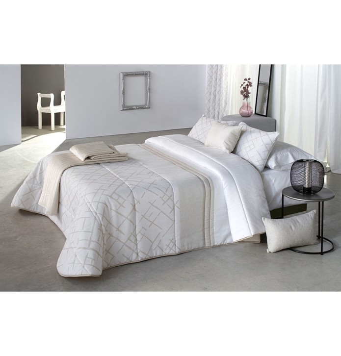 Couvre lit matelassé jacquard Prado lin Reig Marti - Blancollection
