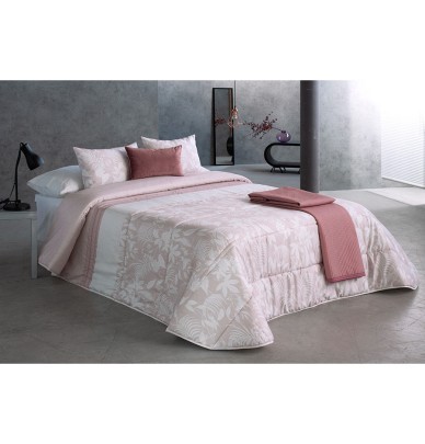 Couvre lit matelassé et ses housses coussins Savoy rose Reig Marti