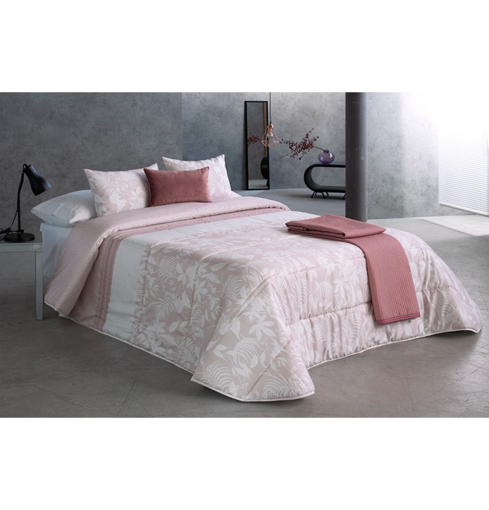Couvre lit matelassé imprimé Savoy rose Reig Marti - Blancollection