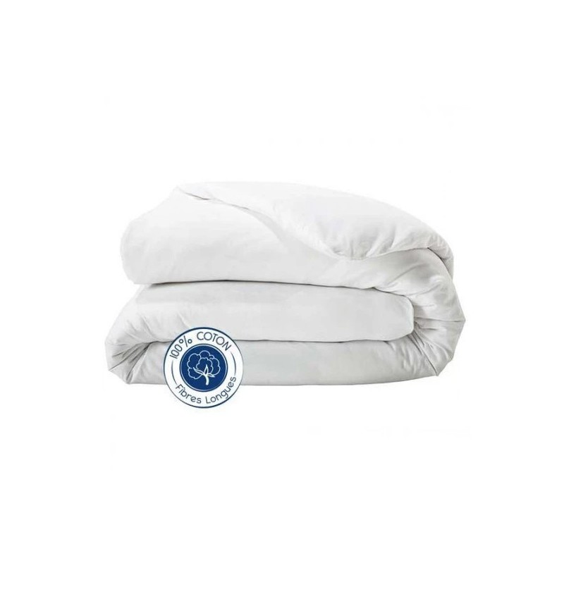 Housse de couette coton uni 16 coloris 240x220cm blanc - tradilinge