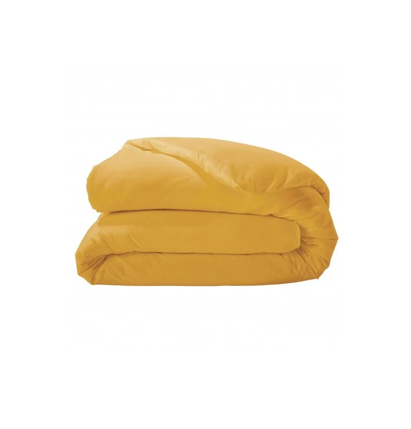 Housse de couette coton uni 16 coloris 140x200cm moutarde - tradilinge