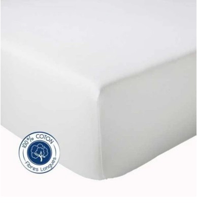 Drap housse blanc grand bonnets 40cm Tradilinge