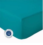 Drap housse bleu paon Tradilinge