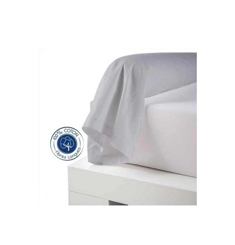 Taie de traversin coton uni 16 coloris 86x140cm galet - tradilinge