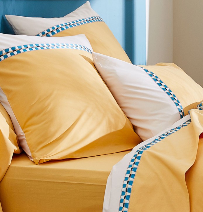 Parure de lit percale Romy ambre Tradilinge -30% - Blancollection