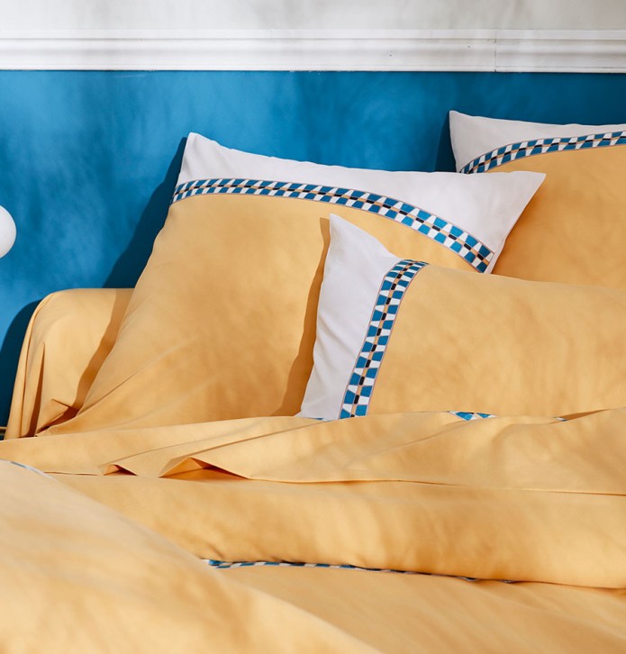 Parure de lit percale Romy ambre Tradilinge -30% - Blancollection