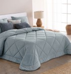 Couvre lit velours matelassé Anelka bleu gris Antilo