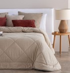 Couvre-lit velours matelassé Anelka camel Antilo - Blancollection