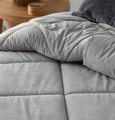 Couvre lit velours matelassé Anelka gris perle Antilo