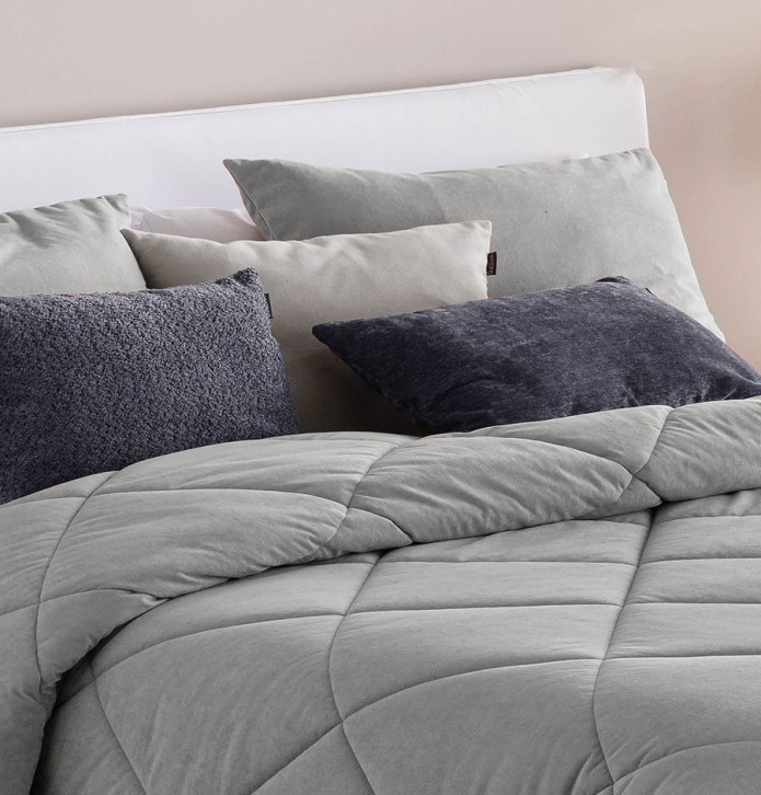Lot de 2 housses coussins Anelka gris perle Antilo - Blancollection