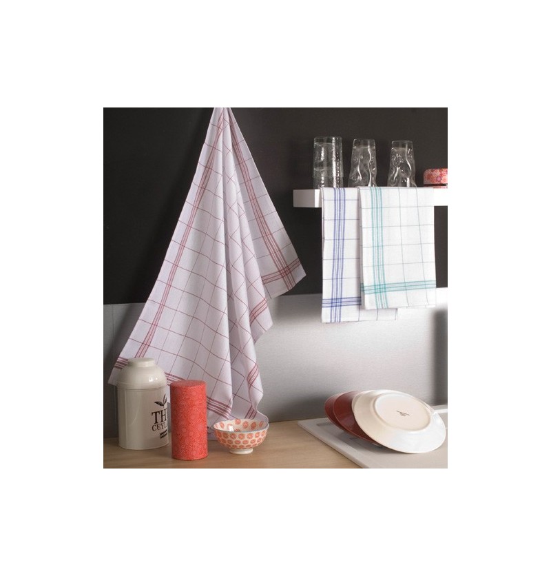 Lot De 6 Torchons A Carreaux Calitex Blancollection