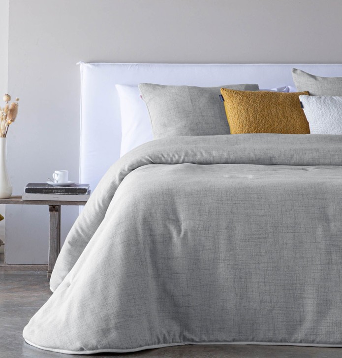 Couvre-lit jacquard Yanay gris Antilo - Blancollection
