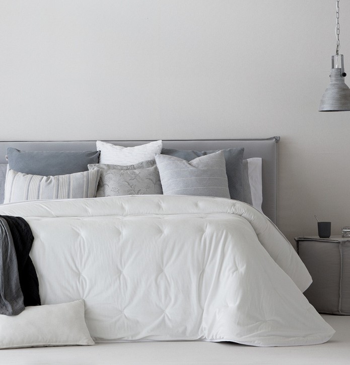 Couvre-lit velours matelassé Jess blanc Antilo - Blancollection