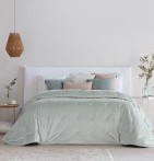 Couvre-lit velours matelassé Jess vert d'eau Antilo - Blancollection
