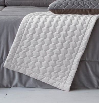 Chemin de lit velours Naroa blanc Antilo