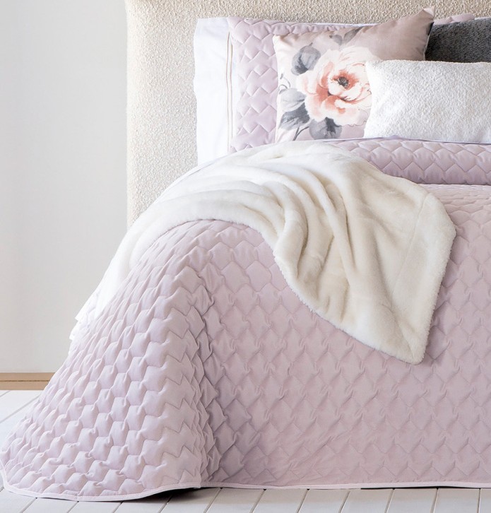 Boutis velours Naroa rose pâle Antilo - Blancollection