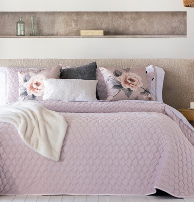 Coussin velours Naroa rose pâle Antilo