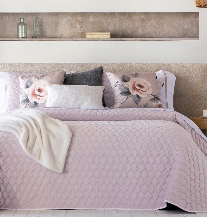 Housse coussin velours Naroa rose pale Antilo - Blancollection