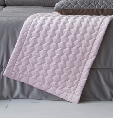 Chemin de lit velours Naroa rose pâle Antilo