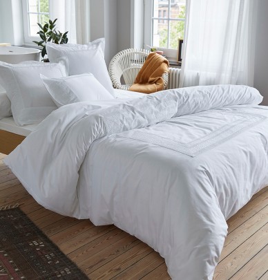 Drap percale Anecdotes blanc Sylvie Thiriez