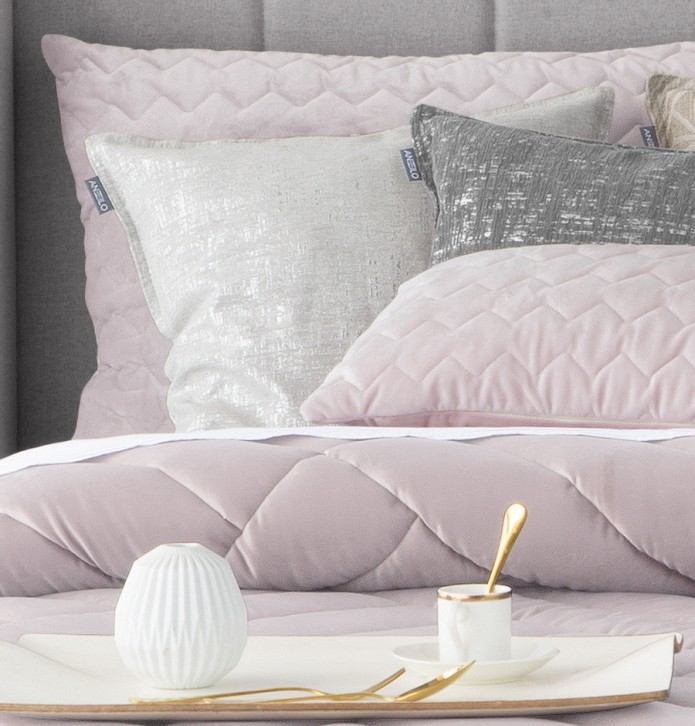 Boutis velours matelassé Dual rose pâle Antilo - Blancollection