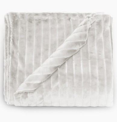 Couvre lit fausse fourrure Hermine neige Vent du Sud
