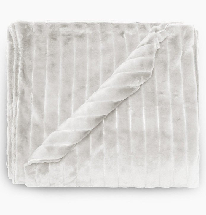 Couvre-lit fausse fourrure Hermine neige Vent du Sud - Blancollection