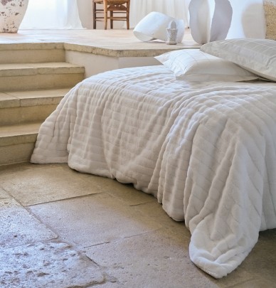 Couvre lit fausse fourrure Hermine neige Vent du Sud