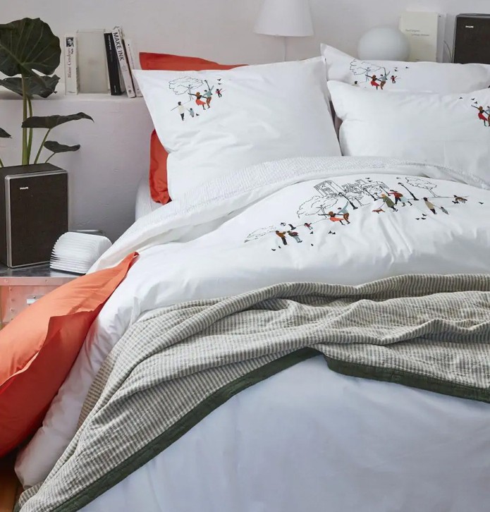 Drap housse percale Central Park Sylvie Thiriez - Blancollection