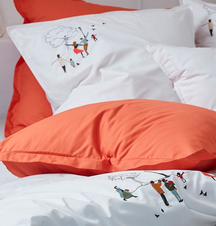 Taie d'oreiller percale Central Park Sylvie Thiriez - Blancollection