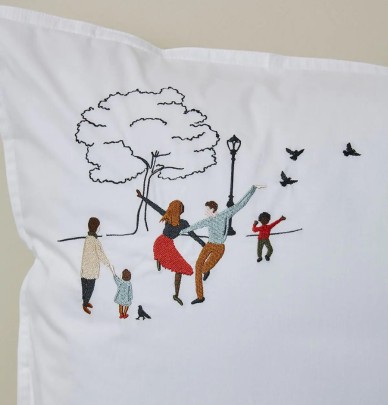 Taie d'oreiller percale Central Park Sylvie Thiriez
