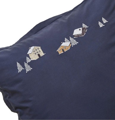 Taie d'oreiller percale Au coeur de la vallée bleu Sylvie Thiriez