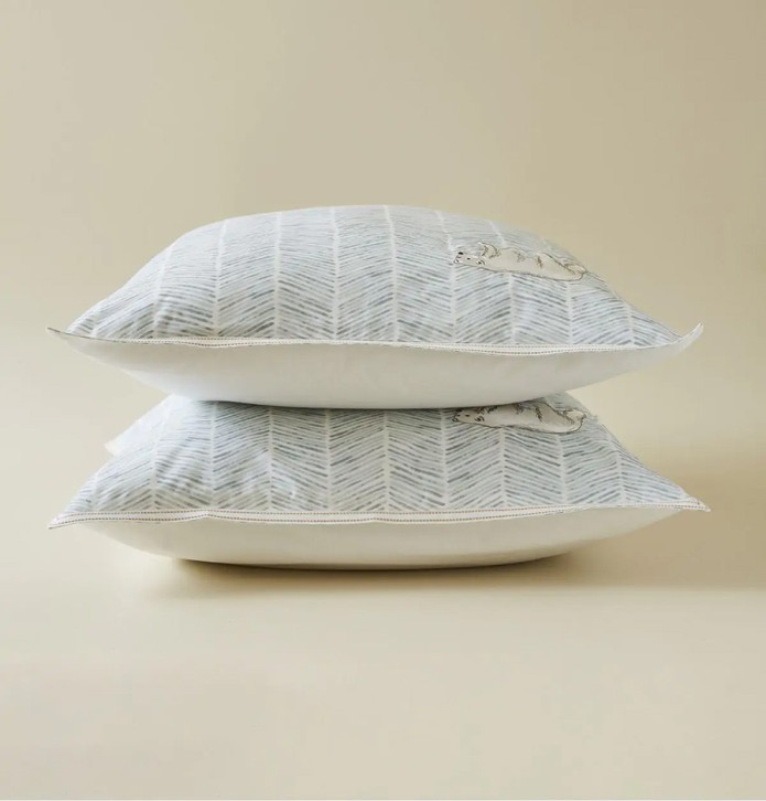 Taie d'oreiller percale brodée Spitzberg Sylvie Thiriez - Blancollection