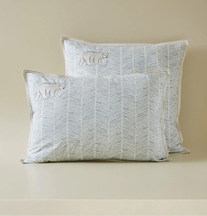 Taie d'oreiller percale brodée Spitzberg Sylvie Thiriez