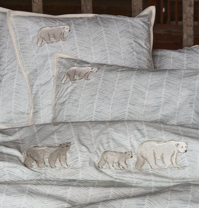 Parure de lit percale Spitzberg Sylvie Thiriez - Blancollection