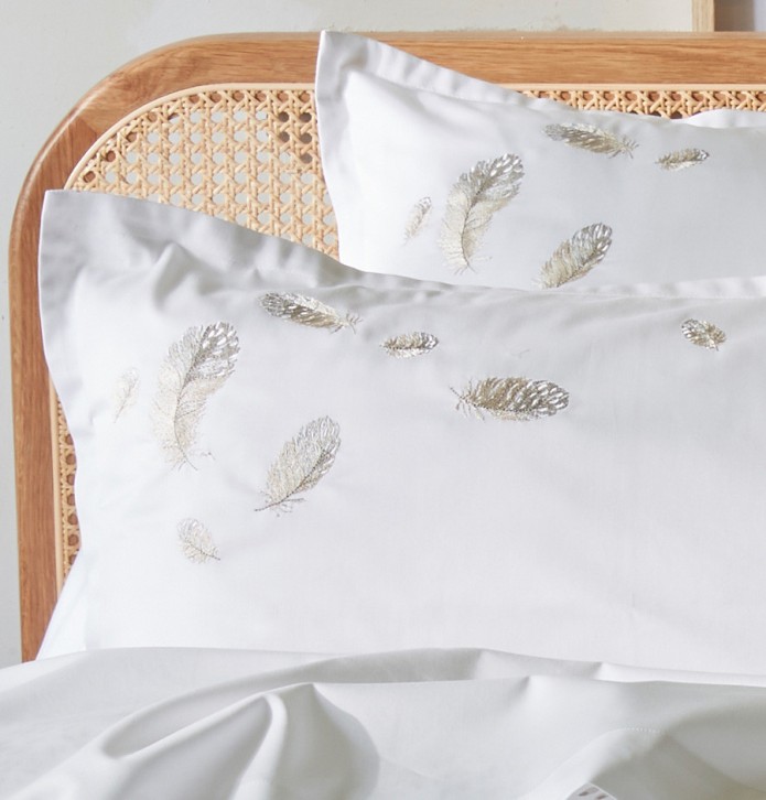 Parure de lit satin Nina Sylvie Thiriez - Blancollection